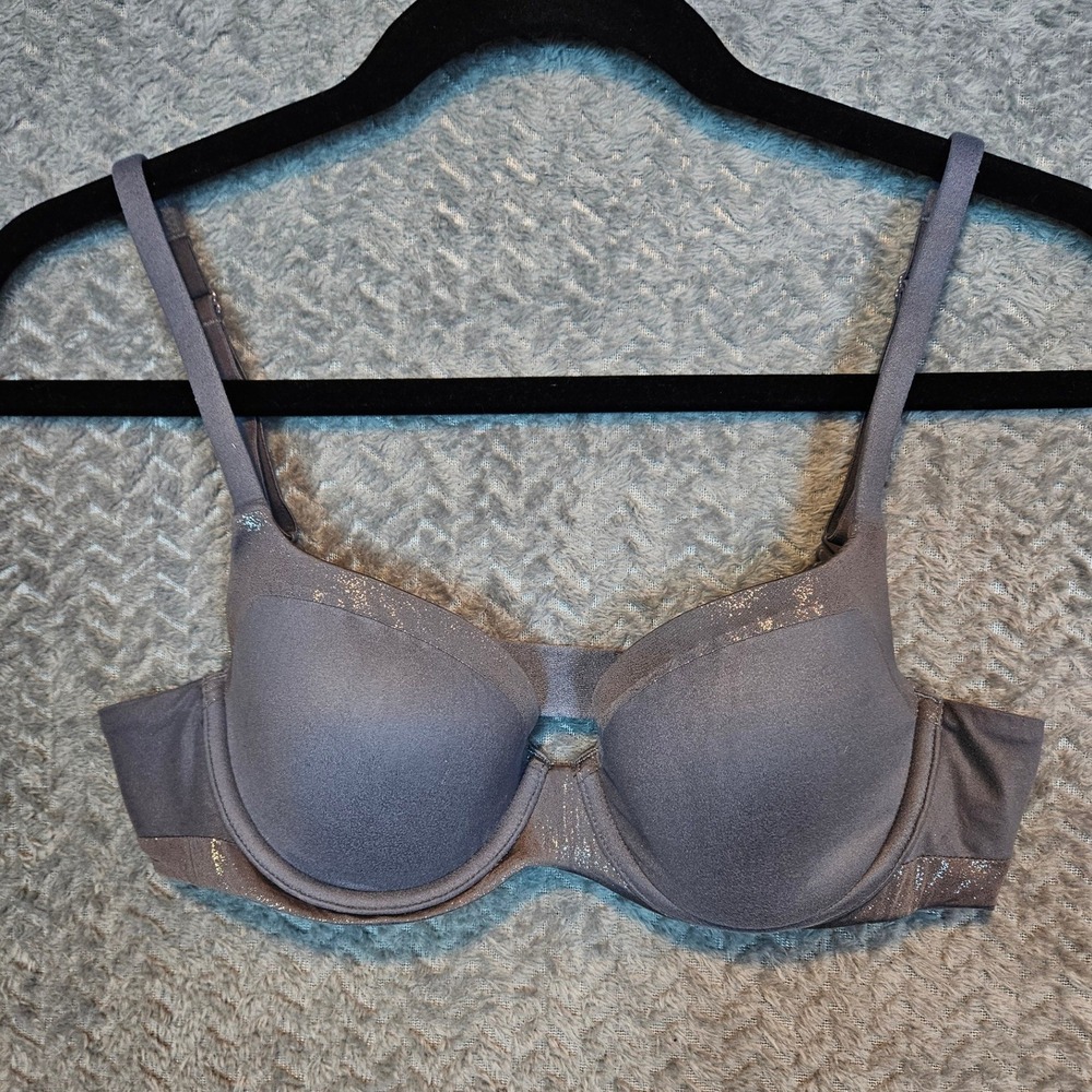 Victoria's Secret Body By Victoria Lined Demi Bra Purple 34B Metallic Trim